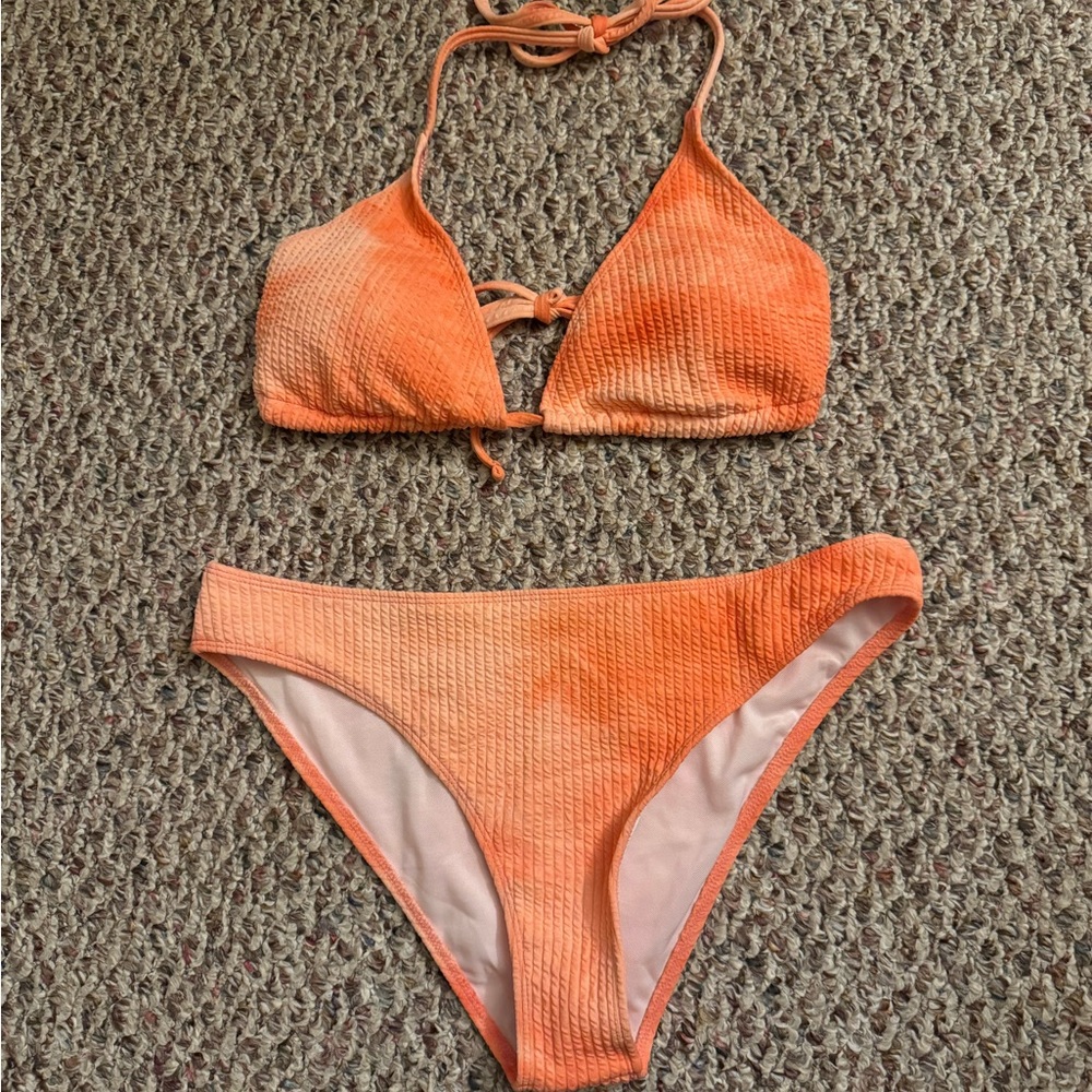Orange Ribbed Bikini Set - Picture 2 of 2